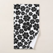 花のパターン – 白黒 バスタオルセット (ハンドタオル)