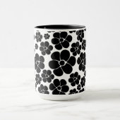 花のパターン – 白黒 マグカップ (中央)