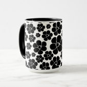 花のパターン – 白黒 マグカップ (正面左)