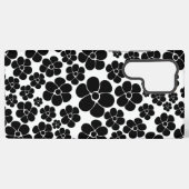 花のパターン – 白黒 SAMSUNG GALAXYケース (裏面横)