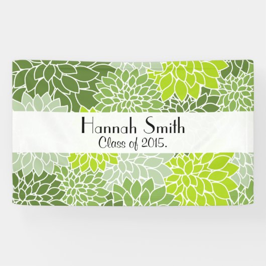 花のパターン，緑のダリア，卒業 横断幕 (横)