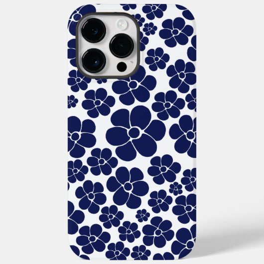 花のパターン – 青と白 Case-Mate iPhoneケース (裏面)