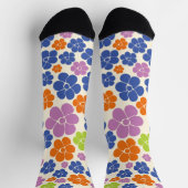 花のパターン – 青、オレンジ、紫、緑 ソックス (上部)