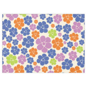 花のパターン – 青、オレンジ、紫、緑 テーブルクロス (正面(横))