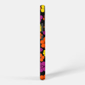 花のパターン – 黒、ピンク、オレンジ、黄色 SAMSUNG GALAXYケース (右側面)