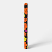 花のパターン – 黒、ピンク、オレンジ、黄色 SAMSUNG GALAXYケース (左側面)