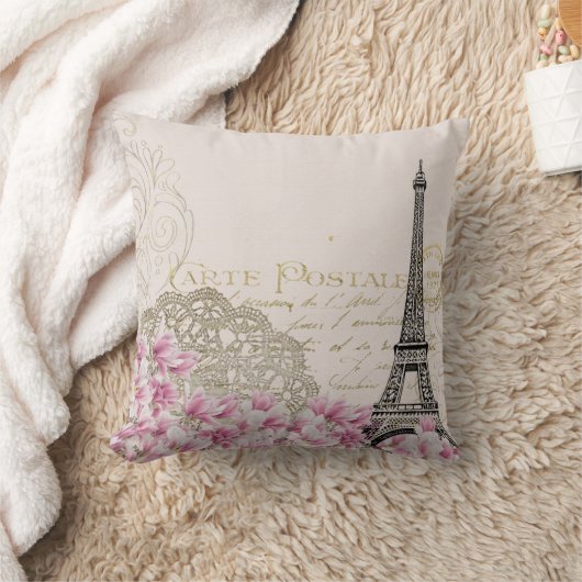花のパリ クッション (ブランケット)