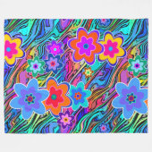 花のパワー花のシームレスなパターン3 フリースブランケット (正面(横))