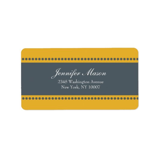 花のパワー – 黄色と灰色の住所 シール (正面)