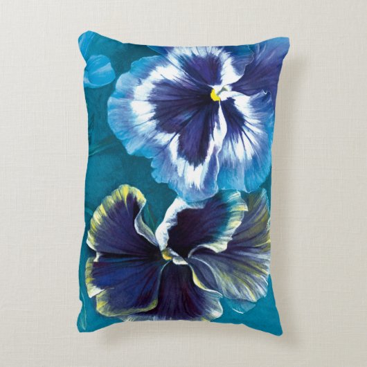 花のパンジーの芸術の枕 アクセントクッション (裏面(縦))