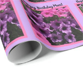花のパーソナライズかわいらし誕生日メッセージギフト ラッピングペーパー (ロールコーナー)