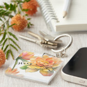 花のパーティープレートカスタムのパーソナライズ名 キーホルダー (正面右)
