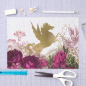 花のパーティー組織の美しいユニコーン 薄葉紙 (クラフト)