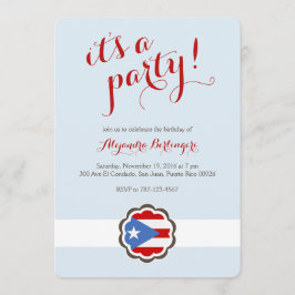 花のパーティー、プエルトリコの旗 招待状