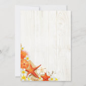 花のビーチおよび貝殻の素朴なブライダルシャワー 招待状 (裏面)