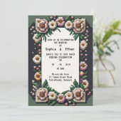 花のピクセルアートの結婚式招待状 招待状 (スタンド正面)