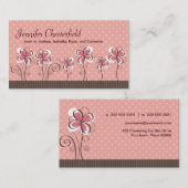 花のピンクおよびブラウンのお母さんのライン コーリングカード (正面/裏面)