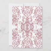 花のピンクとゴールドのアンティークロココ様式のブライズシャワー 招待状 (裏面)