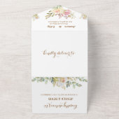 花のピンクと白のウェディングオールインワン招待状 オールインワン招待状 (外側)