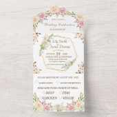 花のピンクと白のウェディングオールインワン招待状 オールインワン招待状 (内側)