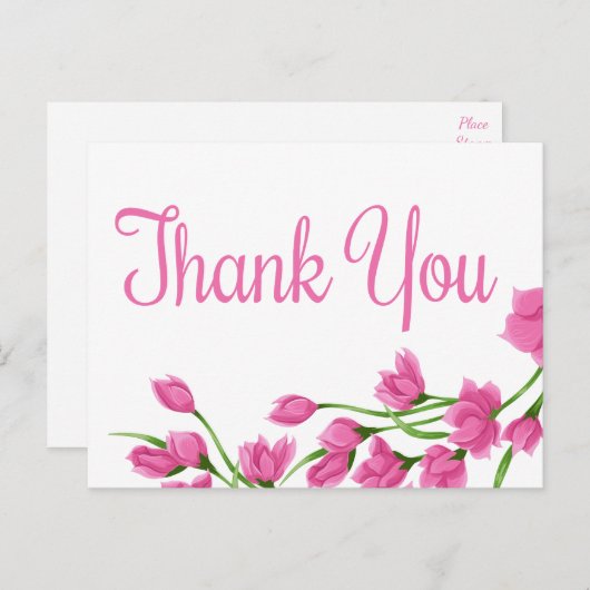 花のピンクと白の感謝のフクシアの花 ポストカード (正面/裏面)