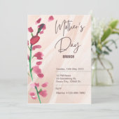 花のピンクと白の母の日の招待状 招待状 (スタンド正面)