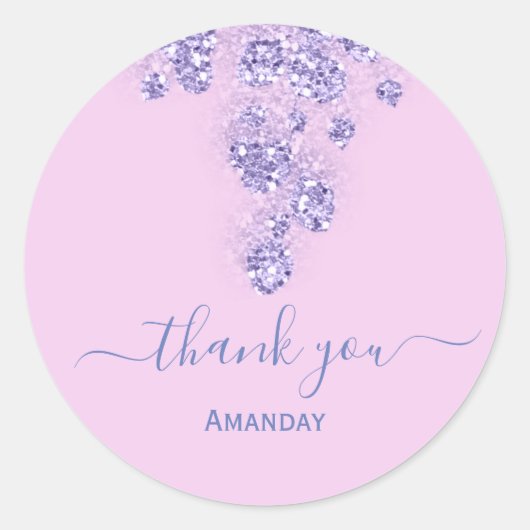 花のピンクのほこり輝きのウェディングネーム スイート16 ラウンドシール (正面)