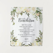 花のピンクのアイボリーの祈りの言葉教会結婚式の背景幕 タペストリー (正面)