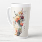 花のピンクのオレンジ色の黄色の瓶#11 カフェラテマグ (左アングル)