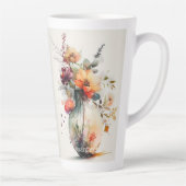 花のピンクのオレンジ色の黄色の瓶#11 カフェラテマグ (右)