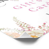 花のピンクのギフトとカードのベビーシャワーサイン フォトプリント (角)