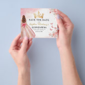 花のピンクのゴールドプリンセス誕生日キンセアニエラ チラシ (手)