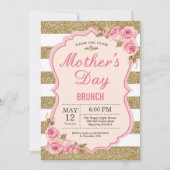 花のピンクのシャクヤクの母の日のブランチの招待状 招待状 (正面)