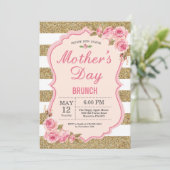 花のピンクのシャクヤクの母の日のブランチの招待状 招待状 (スタンド正面)