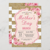 花のピンクのシャクヤクの母の日のブランチの招待状 招待状 (正面/裏面)