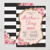 花のピンクのシャクヤクの母の日のブランチの招待状 招待状 (正面/裏面)