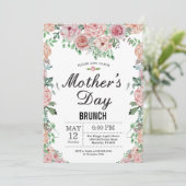 花のピンクのシャクヤクの母の日のブランチの招待状 招待状 (スタンド正面)