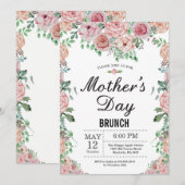 花のピンクのシャクヤクの母の日のブランチの招待状 招待状 (正面/裏面)