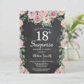 花のピンクのシャクヤクの驚きの第18誕生日 招待状 (スタンド正面)