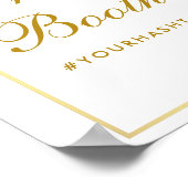 花のピンクのチーク ゴールド ウェディング フォトブース ポスター (角)