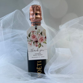 花のピンクのバラのブライダルシャワー ギフトタグ