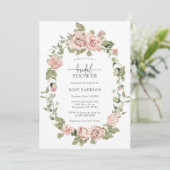 花のピンクのバラの花嫁のシャワー 招待状 (スタンド正面)
