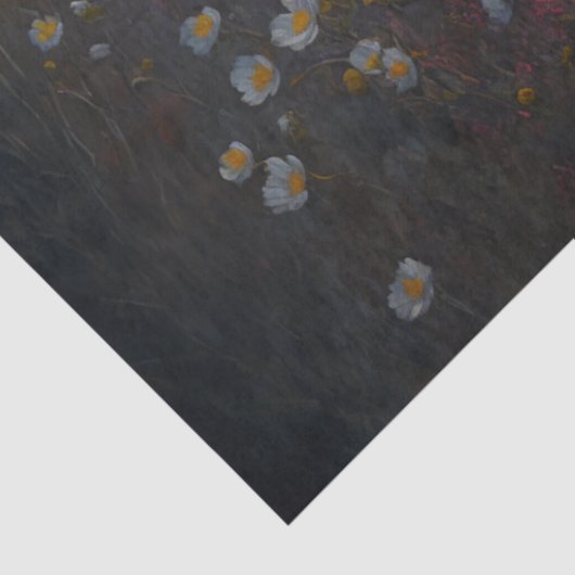 花のピンクのフィールド上の満月のデコページ 薄葉紙 (詳細)