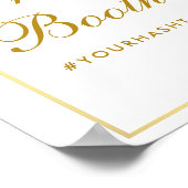 花のピンクのブッシュゴールドの結婚式のフォトブース ポスター (角)