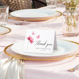 花のピンクのブライダルシャワーの感謝カード サンキューカード