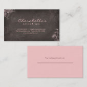 花のピンクのブラウンエレガントでスタイリッシュなメーキャップアーティスト 予約カード (正面/裏面)