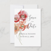 花のピンクのモダンな結婚式のSave the Date (正面)