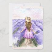 花のピンクのラベンダーのドレスの本とお茶の ブライダルシャワーの招待状 招待状 (裏面)