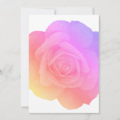 花のピンクのローズフラワーアート モダンエレガント ウェディング 招待状 (裏面)