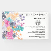 花のピンクの国のフローラの水色私たちは開いている 横断幕 (横)